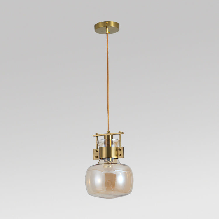 JSPHILO 4-375-1xE27-Gold+Amber Impressions Glass Hangings