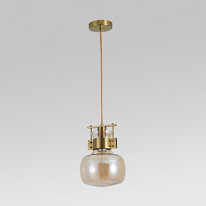 JSPHILO 4-375-1xE27-Gold+Amber Impressions Glass Hangings