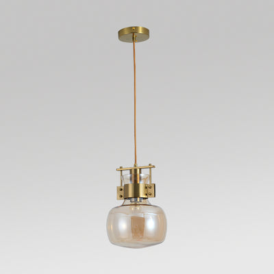 JSPHILO 4-375-1xE27-Gold+Amber Impressions Glass Hangings
