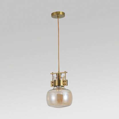 JSPHILO 4-375-1xE27-Gold+Amber Impressions Glass Hangings