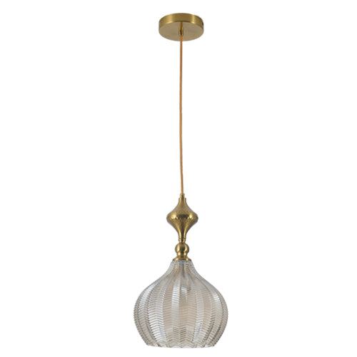 JSPHILO 4-384-1xE27-Gold+Clear Impressions Glass Hangings