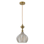 JSPHILO 4-384-1xE27-Gold+Clear Impressions Glass Hangings