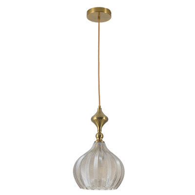JSPHILO 4-384-1xE27-Gold+Clear Impressions Glass Hangings