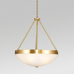 JSPHILO-4-415-5xE27 - Brass & Opal Metal+Glass Classic Hanging Light