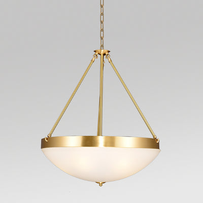 JSPHILO-4-415-5xE27 - Brass & Opal Metal+Glass Classic Hanging Light
