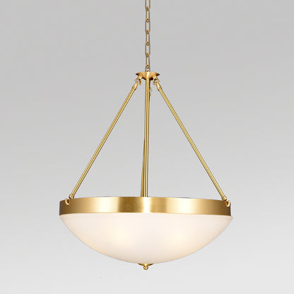 JSPHILO-4-415-5xE27 - Brass & Opal Metal+Glass Classic Hanging Light