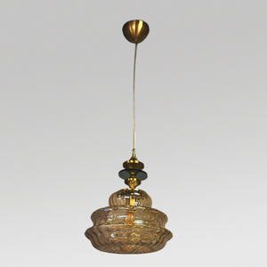 JSPHILO-4-418-1xE27 - Gold & Amber Metal+Glass Glass Hanging Light