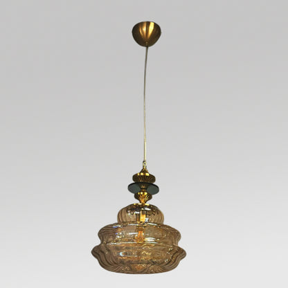 JSPHILO-4-418-1xE27 - Gold & Amber Metal+Glass Glass Hanging Light