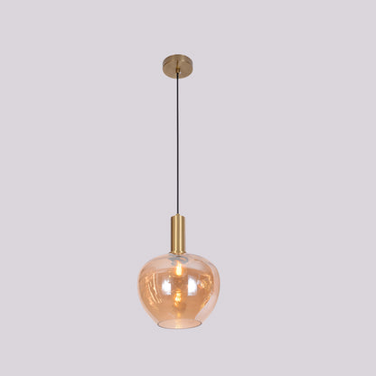 JSPHILO-4-421-1xE27 - Gold & Amber Metal+Glass Glass Hanging Light