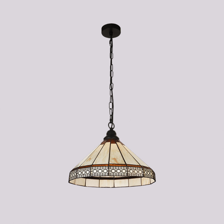 JSPHILO-4-423-1xE27 - Beige & Multicolour Metal+Glass Classic Hanging Light