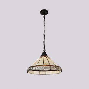 JSPHILO-4-423-1xE27 - Beige & Multicolour Metal+Glass Classic Hanging Light