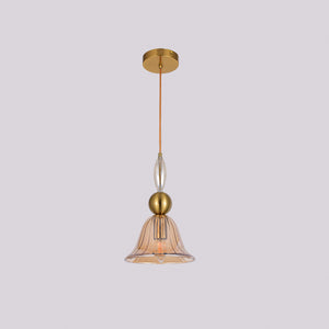 JSPHILO-4-424-1xE27 - Honey & Gold Metal+Glass Glass Hanging Light