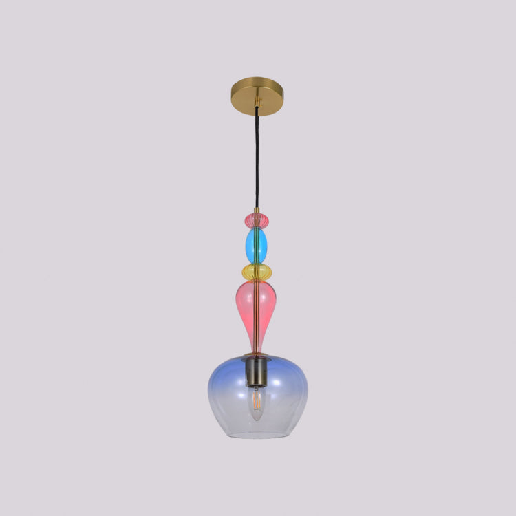 JSPHILO-4-428-1xE27 - Multicolour Metal+Glass Glass Hanging Light