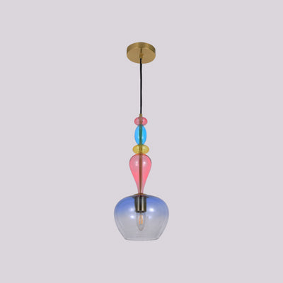 JSPHILO-4-428-1xE27 - Multicolour Metal+Glass Glass Hanging Light