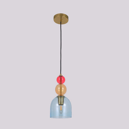 JSPHILO-4-430-1xE27 - Multicolour/Blue & Smoke Metal+Glass Glass Hanging Light