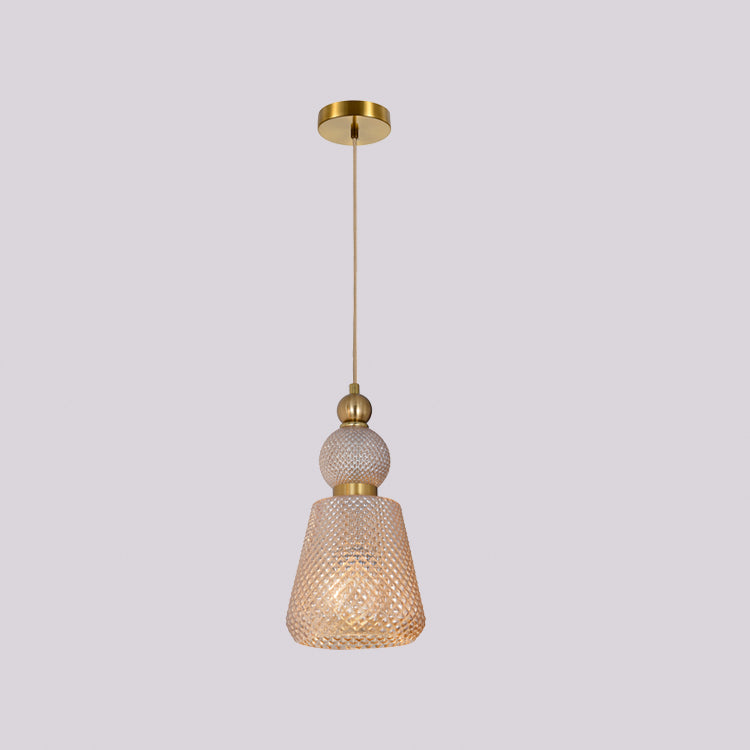 JSPHILO-4-438-1xE27 - Champagne Metal+Glass Glass Hanging Light