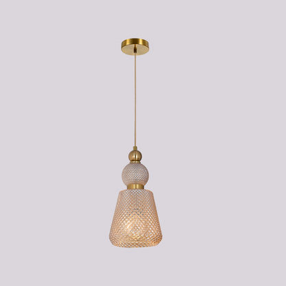 JSPHILO-4-438-1xE27 - Champagne Metal+Glass Glass Hanging Light
