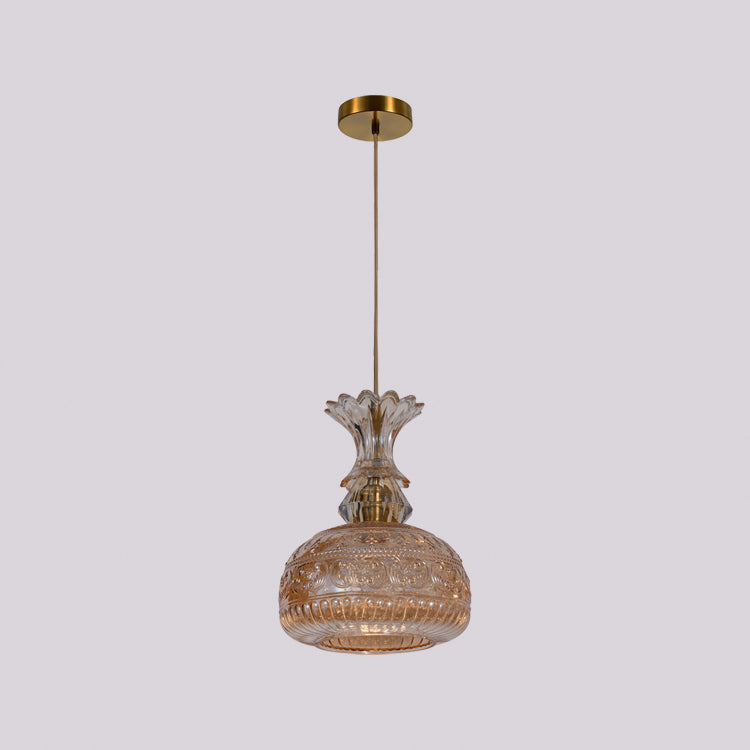 JSPHILO-4-439-1xE27 - Champagne Metal+Glass Glass Hanging Light