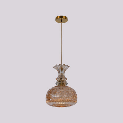 JSPHILO-4-439-1xE27 - Champagne Metal+Glass Glass Hanging Light