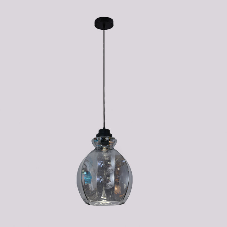 JSPHILO-4-442-1xE27 - Smoke Metal+Glass Glass Hanging Light