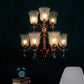 Antique Gold iron Glass Chandeliers  - 4008-6+3 - Included Bulbs