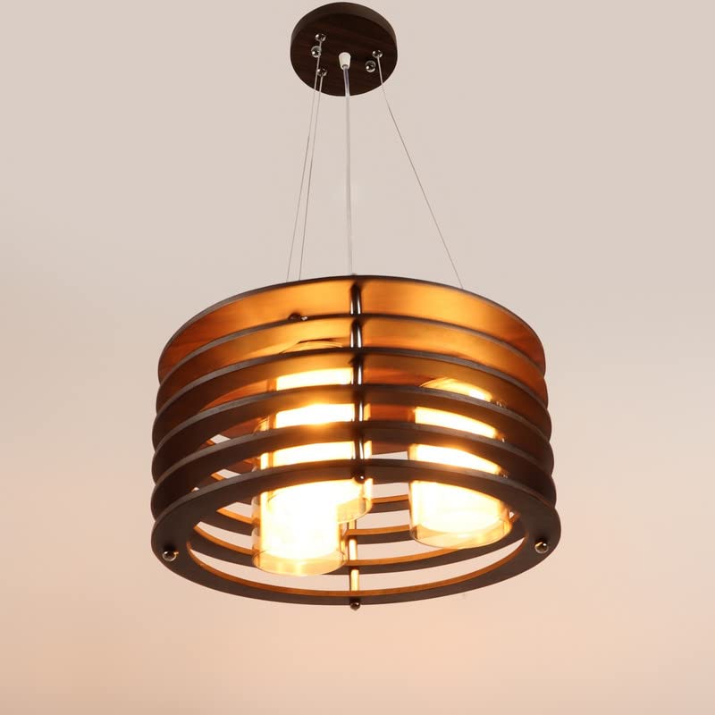 ELIANTE Wood Hanging Light Brown 16Inch 3 Light Chandelier for Living Room, Bedroom, Dining Room, Kitchen | by Jainsons Lights