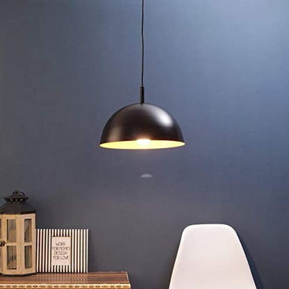 ELIANTE -Modern Black - Orange Metal Single Hanging Pendant Ceiling Scone Lamp Lights - P5-BK-Orange-Small - Without Bulb | by Jainsons Lights