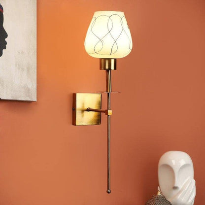 ELIANTE Iron Wall Light Antique Gold Base White Glass Shade Wall Light for Living Room, Bedroom, Dining Room, Kitchen | by Jainsons Lights