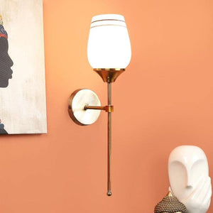 ELIANTE Antique Gold Iron Base White Glass Shade Wall Light - R-7601-1W - Without Bulb | by Jainsons Lights