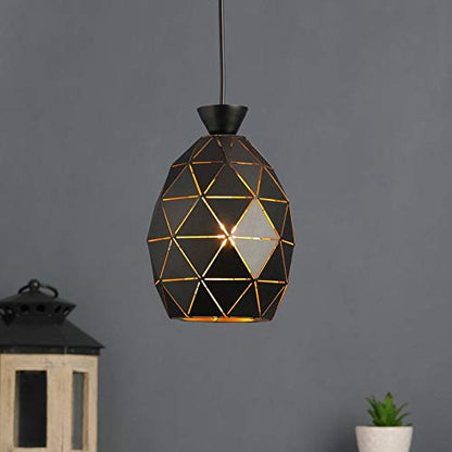 ELIANTE Modern Metal Hanging Light Black Single Hanging Lights for Living Room, Bedroom, Dining Room, Kitchen