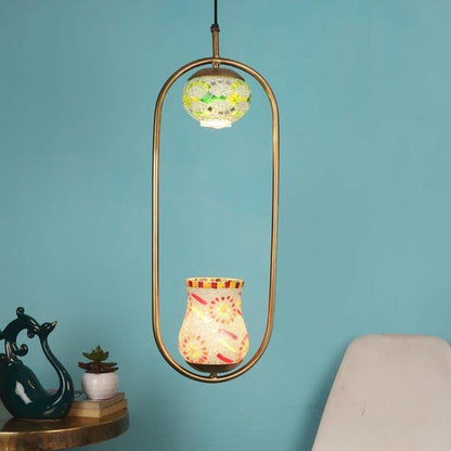 ELIANTE Explanatory Gold Iron Hanging Light for Home by Jainsons Lights - Js-4747-2Lp - Without Bulb | by Jainsons Lights