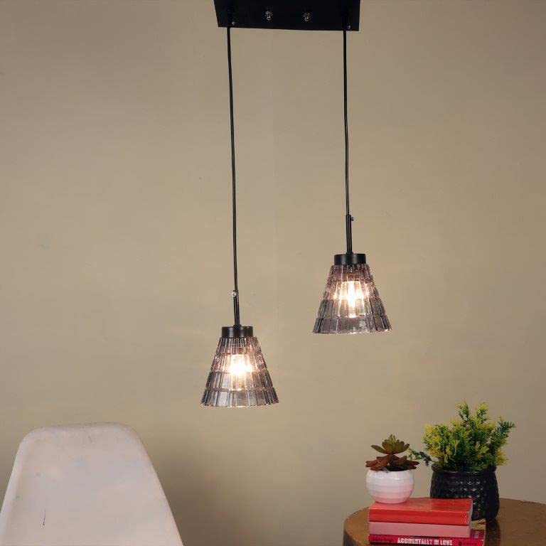 ELIANTE Smoky Black Iron Cluster Hanging by Jainsons Lights - Js-10024-2Lp - Without Bulb | by Jainsons Lights