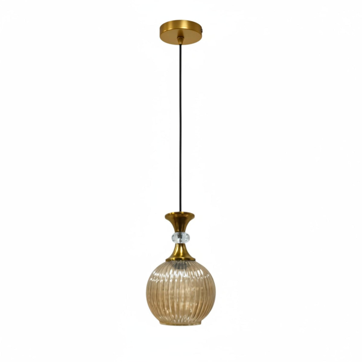 ELIANTE Pequena Vintage Hanging Light Gold Finish Iron with Golden Glass Shade E27 Holder Decorative Pendant for Living Room & Dining up to 3 years warranty - with LED Lamp(s) Included - AS-001-HL