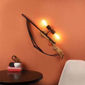 ELIANTE Silken Brown and Black Wood and Iron Wall Light by Jainsons Lights - Js-Big- Gun-2W - Without Bulb | by Jainsons Lights