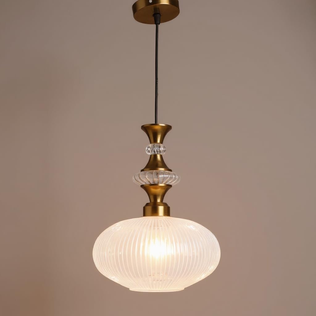 ELIANTE Povque Iron Hanging Light Vintage Decorate Hanging Lamp for Farmhouse Living Room Bedroom Corridor by Jainsons Lights Milky-Forsted - with LED Lamp(s) Included - JS-1318-HL-FROSTED