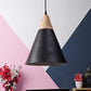 ELIANTE - Black Single Head Vintage Metal Cone/Chilam Shaped Hanging Pendant Ceiling Light by Jainsons Lights - Hanging-BK+WH+Wood - Without Bulb | by Jainsons Lights