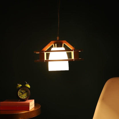 ELIANTE Lightlucific Wood Hanging Light Light Brown for Living Room, Bedroom, Dining Room, Kitchen | by Jainsons Lights