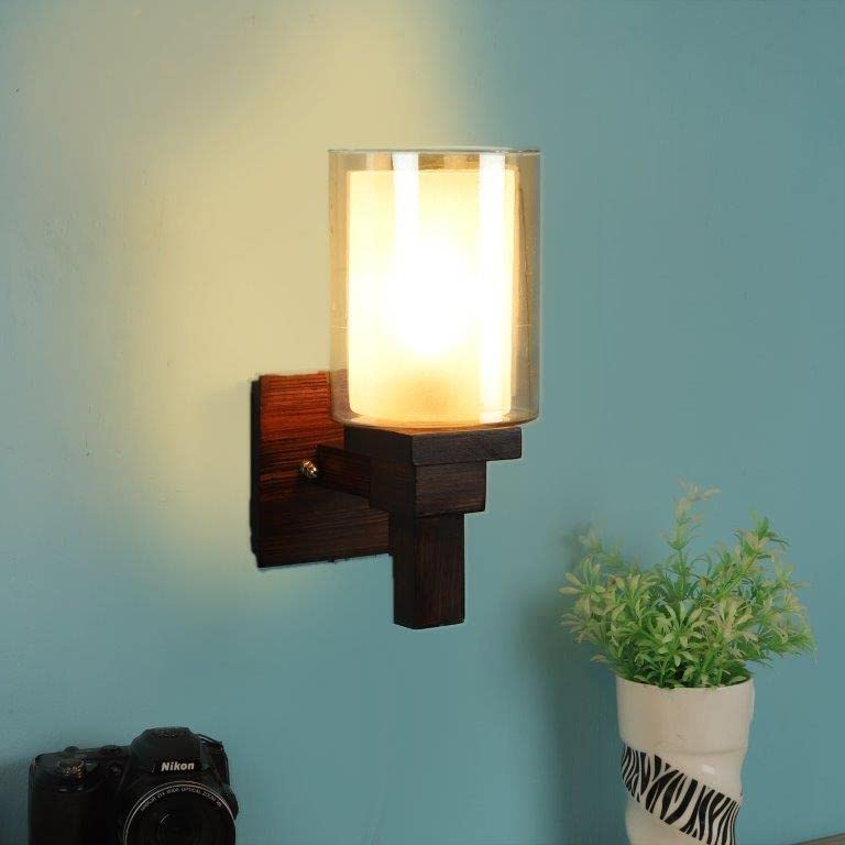 ELIANTE Insolent Brown Wood Wall Lights - Aj-03-1W-Gold-Wh | 3 Years Warranty | Free - LED LAMP