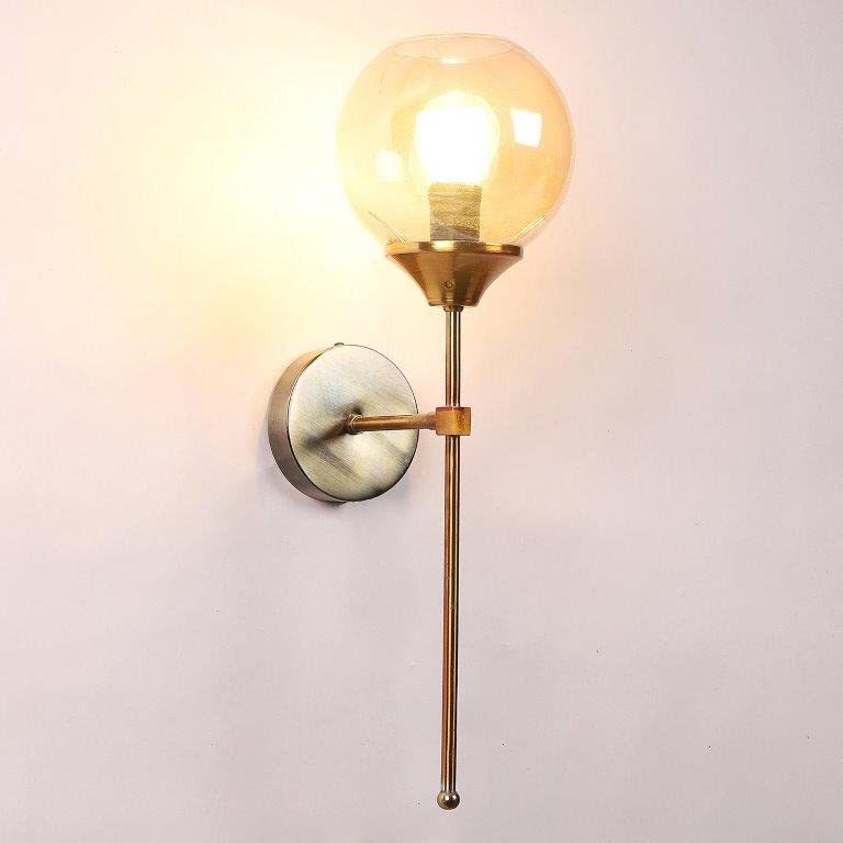 ELIANTE Iron Wall Light Antique Gold Base Glass Shade Wall Light for Living Room, Bedroom, Dining Room, Kitchen | by Jainsons Lights