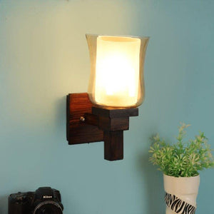 ELIANTE Dazzling Brown Wood Wall Lights by Jainsons Lights - Aj-04-1W-Gold-Wh - Without Bulb | by Jainsons Lights