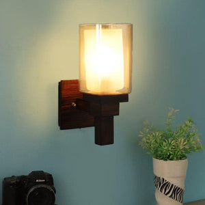 ELIANTE Intense Brown Wood Wall Lights - Aj-06-1W-Gold+Wh | 3 Years Warranty | Free - LED LAMP