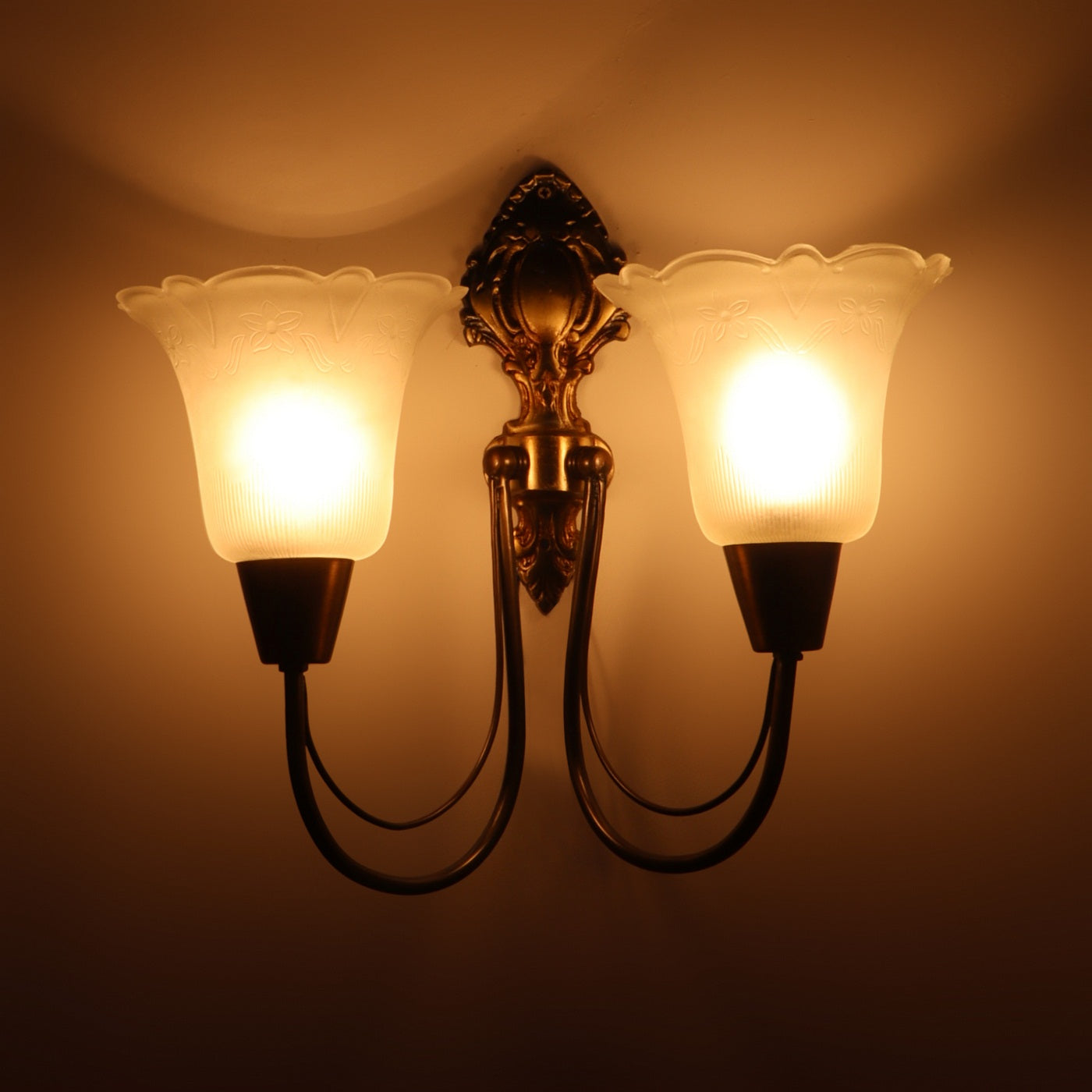 Antique Brass Metal Wall Light - JMSF-427-2w - Included Bulb