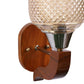 ELIANTE Brown Wood Base Gold White Shade Wall Light - 4315-1W-Gold - Bulb Included