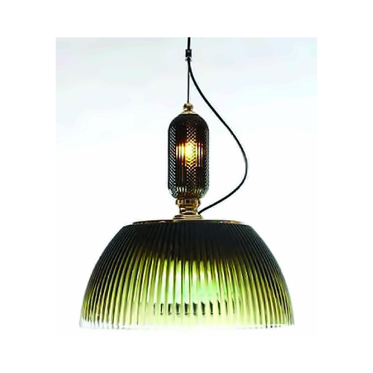 Eliante Ribbed Glass Pendant Light – Green, Metal