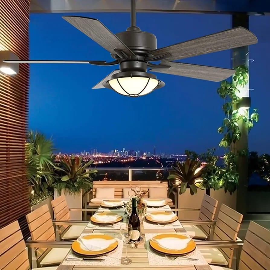 JS-FO - E-1005 High Speed Modern Designer Fans with Light Black Finish Abs Blades Size 1320mm Waterproof Fan