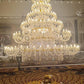 Custom Multi-Tier Crystal Palace Chandelier in Polished Gold Finish