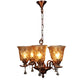 Antique Gold iron Glass Chandeliers  - 5002-5LP - Included Bulbs