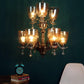 Antique Brass iron Glass Chandeliers  - 5004-6+3 - Included Bulbs
