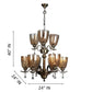 Antique Brass iron Glass Chandeliers  - 5004-6+3 - Included Bulbs