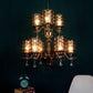 Antique Brass iron Glass Chandeliers  - 5009-6+3 - Included Bulbs